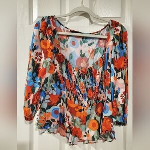 Zara floral blouse